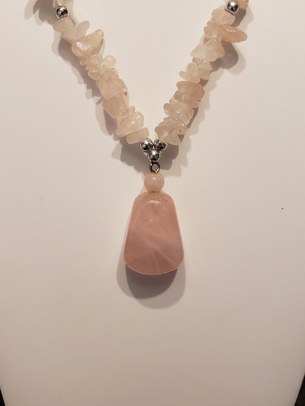 Rose Quartz Solid Gemstone Necklace-Known As Stone Of Unconditional Love-Pendant